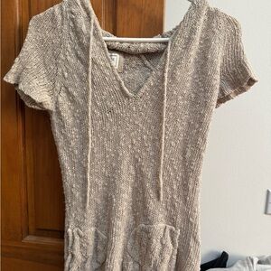 Heritage Taupe Knit Hoodie Dress